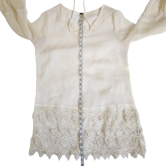 Mario Rerio Off-white Sheer Tunic Top Size Small - Picture 11 of 12